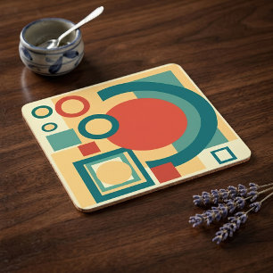 Retro Geometrische Risograaf Stijl Abstract Ontwer Vierkante Kartonnen Onderzetter