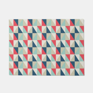 Retro Geometrische Rode en Blauwe Patroon van Deurmat