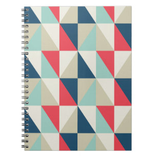 Retro Geometrische Rode en Blauwe Patroon van Notitieboek