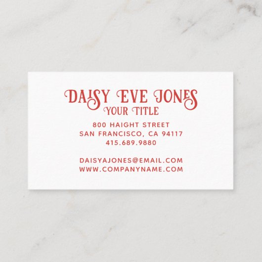 Retro geometrische rode mod Visitekaartje (Achterkant)