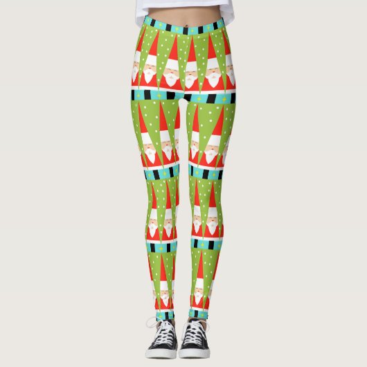 Retro Geometrische Santa Leggings (Voorkant)