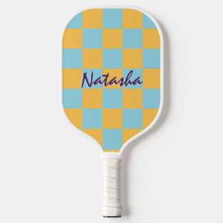 Retro geometrische vierkanten helder geruit patroo pickleball paddle