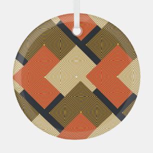 Retro geometrische vierkanten: patroon. glas ornament