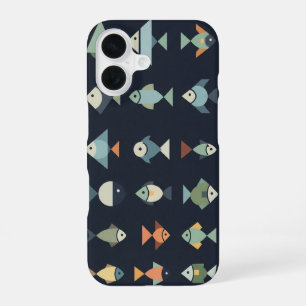 Retro Geometrische Vis iPhone 16 Hoesje