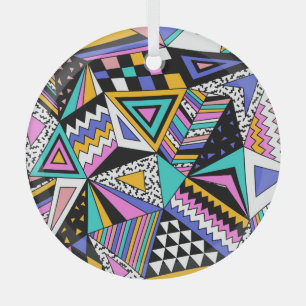 Retro geometrische vormen: kleurrijke Vintage. Glas Ornament