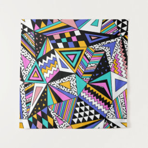 Retro geometrische vormen: kleurrijke Vintage. Wandkleed