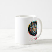 Retro Geometrische Wolf Hoofd Gepersonaliseerde Mo Koffiemok (Voorkant rechts)