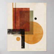 Retro Geometry – Minimal Wall Art in Rust Beige