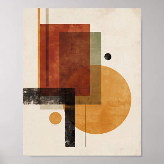 Retro Geometry – Minimal Wall Art in Rust Beige Poster (Voorkant)