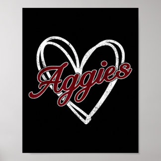 Retro Gepersonaliseerde Aggies-hart Mannen Vrouwen Poster