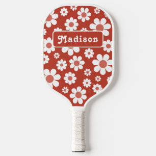 Retro gepersonaliseerde naam madeliefje pickleball paddle