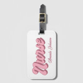 Retro gepersonaliseerde Nurse Bag Label | Roze en  Bagagelabel (Voorkant (verticaal))
