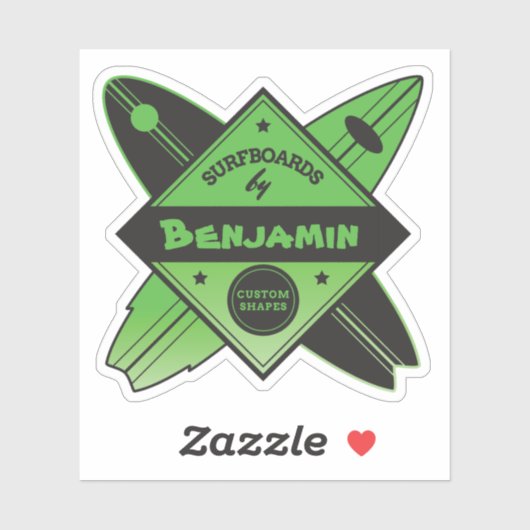 Retro gepersonaliseerde surfplankbouwer sticker (Vel)