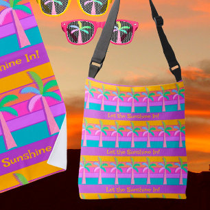 Retro Gepersonaliseerde Zonsondergang Tropische Pa Crossbody Tas