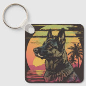 Retro German Shepherd Keychain  (Voorkant)