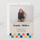 Retro geruit Arch Classic Photo Afstuderen Kaart (Achterkant)