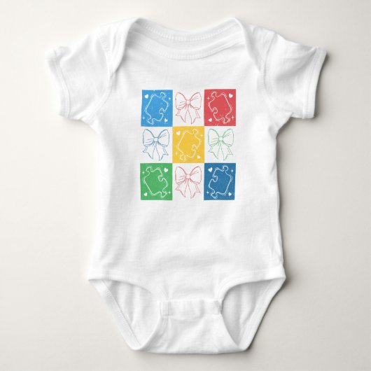 Retro geruite autisme bewustzijn Coquette Bow Romper (Voorkant)