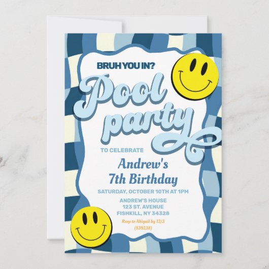 Retro geruite golf pool party verjaardag kaart (Voorkant)