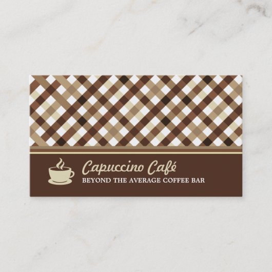 Retro geruite koffiebar visitekaartje (Voorkant)