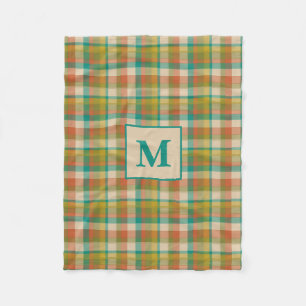 Retro geruite patroon in vintage kleuren met initi fleece deken