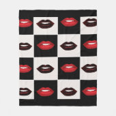 Retro geruite rode lippen fleece deken (Voorkant)