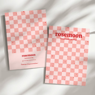 Retro geruite sieraden Kaart rood