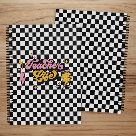 Retro Geruite zwart-wit lerarenleven Planner