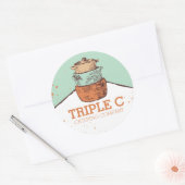 Retro gestapelde kookpotten Pannen Chef Catering Ronde Sticker (Envelop)