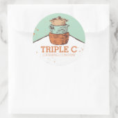 Retro gestapelde kookpotten Pannen Chef Catering Ronde Sticker (Tas)