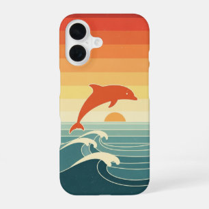 Retro gestileerde dolfijn iPhone 16 hoesje