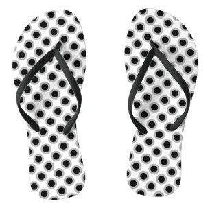 Retro gestippelde stippen, grijs, zwart en wit teenslippers