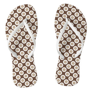 Retro gestippelde stippen, taupe tan tinten teenslippers