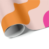 Retro Gestreepte Abstracte Golven Roze Rood Sinaas Cadeaupapier (Rol Hoek)