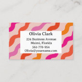 Retro Gestreepte Abstracte Waves Roze Rood Aangepa Visitekaartje (Achterkant)
