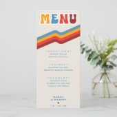Retro gestreepte bruiloft receptie menu (Staand voorkant)