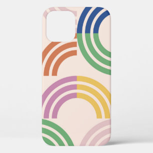 Retro gestreepte curven geometrische achtergrond iPhone 12 hoesje