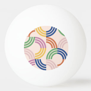 Retro gestreepte curven geometrische achtergrond pingpongballen