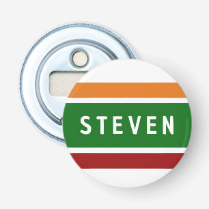 Retro Gestreepte Golf Papa Voornaam Weekend Scramb Button Flesopener