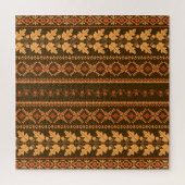 Retro gestreepte herfst kruissteek legpuzzel (Verticaal)