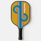 Retro gestreepte lus met naam pickleball paddle (Achterkant)