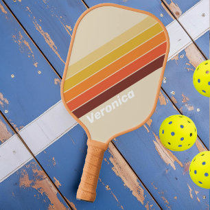 Retro Gestreepte met Naam Pickleball Paddle