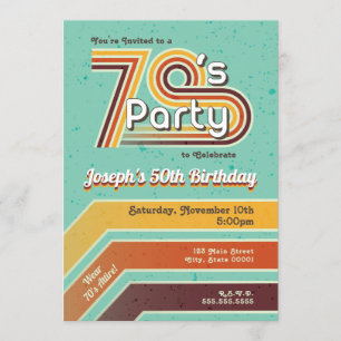 Retro gestreepte uitnodiging voor een feest uit de