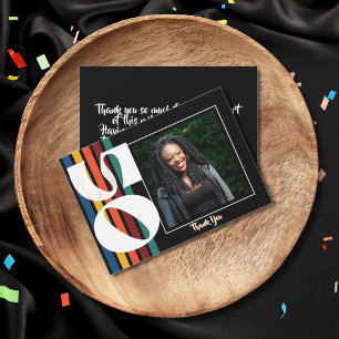 Retro gestreepte vijftigste verjaardag foto 1976 5 bedankkaart