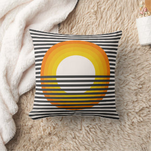 Retro Gestreepte Zonsondergang Minimalistisch Kussen