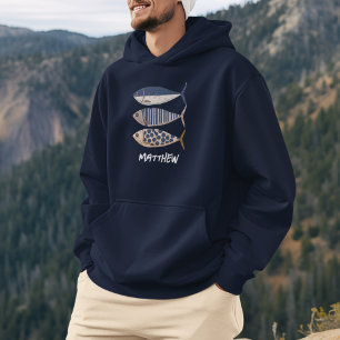 retro gestresste sardine, aangepaste visser hoodie