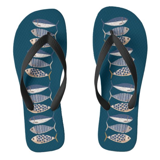  retro gestresste sardine, aangepaste visser teenslippers (Voetbed)