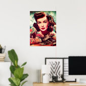 Retro Getatoeëerde Pin-up Poster (Thuiskantoor)