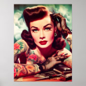 Retro Getatoeëerde Pin-up Poster (Voorkant)