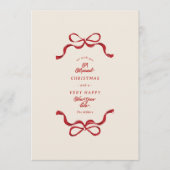 Retro Getrouwde Bogen Crème & Rode Foto Feestdagenkaart (Voorkant)