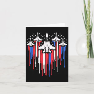 Retro gevechtsvliegtuig Amerikaans vlag Hart 4e Kaart